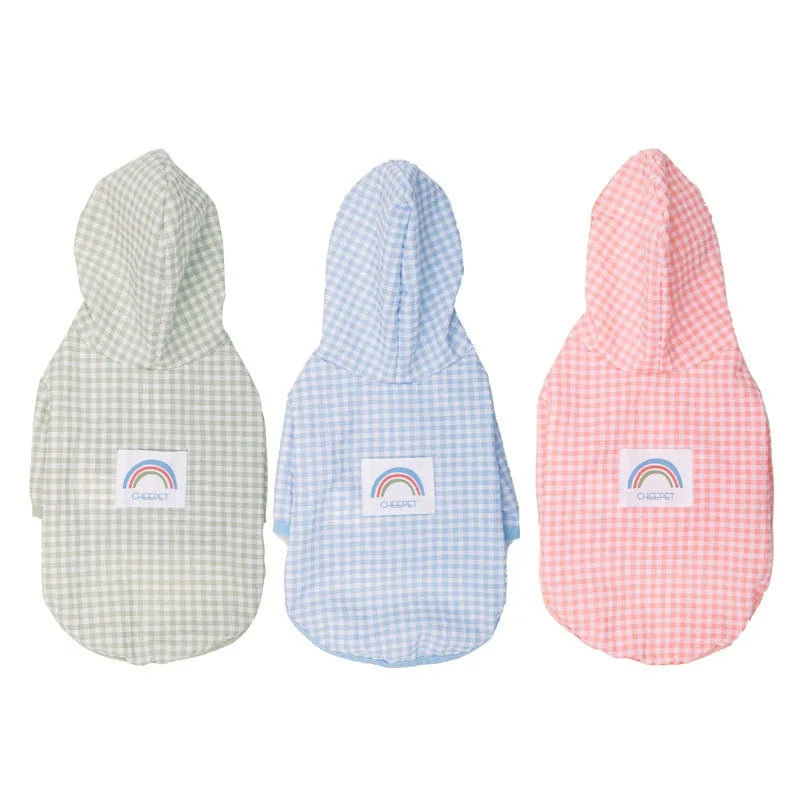 OEM and ODM Modern Plaid Polyester Dog Clothes Comfortable Breathable for Summer Outdoor Sun Protection