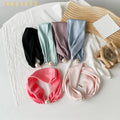 Spring Summer Satin Silk Pearl Chain Neck Tie Scarf Neck Gaiters Elegant Women Magnetic Buckle Hair Necklace Scarves 47*7cm
