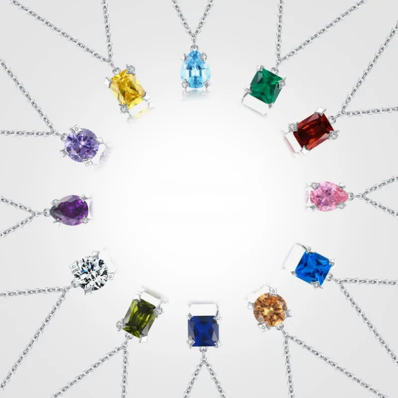 New Birthstone Astrology Horoscope 925 Sterling Silver 12 Zodiac Star Sign Necklace Wholesale