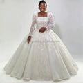 Customize New Style Luxury Elegant Beaded Embroidery Long Sleeve Wedding Dress