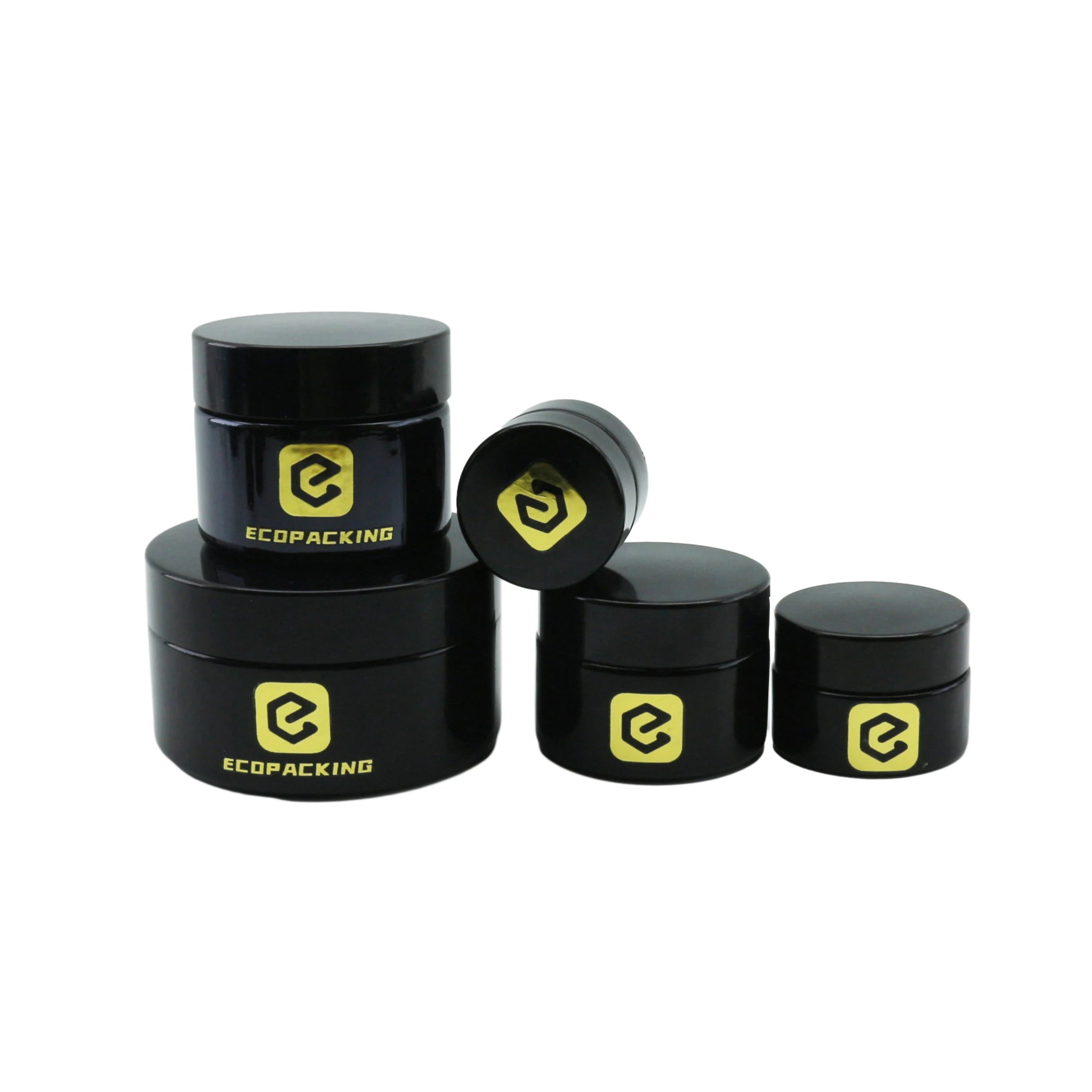 Small Empty UV Black Glass Cosmetic Container Glass Jars for Face Cream