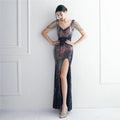 19601# Bead Positioning Piece Banquet Slim-fit Evening Temperament Elegant Long Evening Party Dress