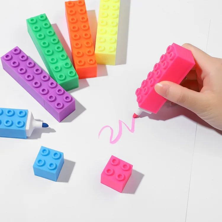 Supplier Customized Promotion Colorful Cheap Mini Building Blocks Highlighter Pen Sets