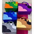 Wholesale New Fashion Eco-Friendly Wool Felt Tote Storage Bag Unisex Casual Style Geometric Pattern Embroidery Bow Chains Pearl