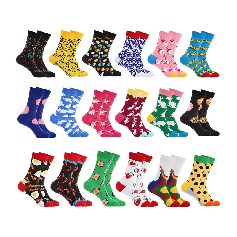 High Quality Smiling Face Pattern Fashion Cotton Men Sock Women Autumn Winter Sports Socks