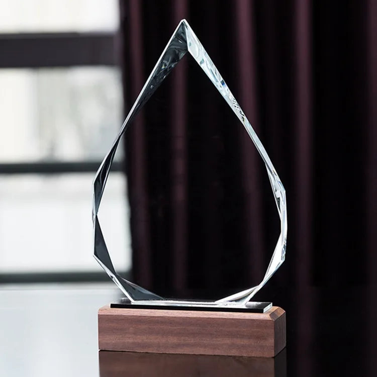 Blank Awards Crystal Trophy with Wooden Base  MH-NJ0144
