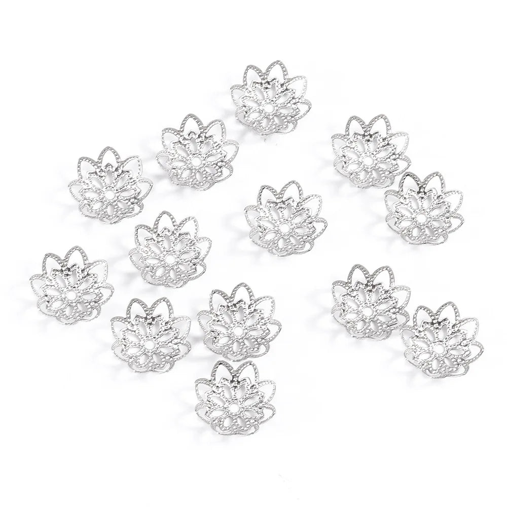 Diameter 10mm with Hole Stainless Steel Flower Spacer Beads Accessories for Jewelry Making Findings