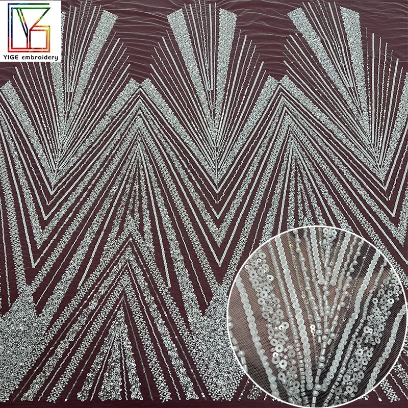 Luxury French Bead Laces 3d Heavy Pearl Lace Embroidery Sequin Bridal Wedding Tulle Beaded Lace Fabric