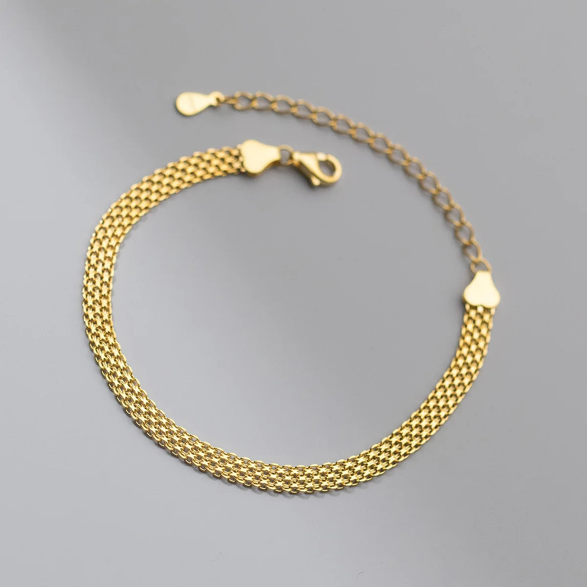 925 Sterling Silver 18K Gold Plated Geometric Shape Chain Bracelet Women Fine Jewelry Bracelets