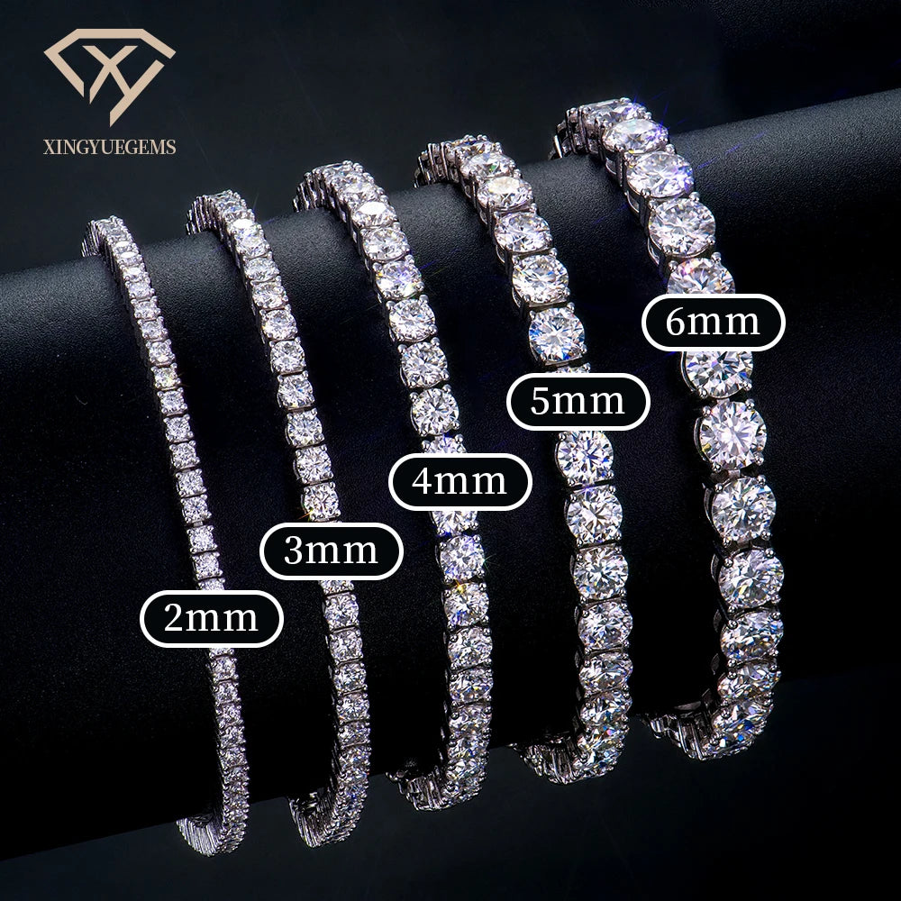 Wholesale Men's and Women's S925 Sterling Silver Tennis Chain Bracelet VVS Lab Moissanite Mossanite Hip Hop Style for Gifts