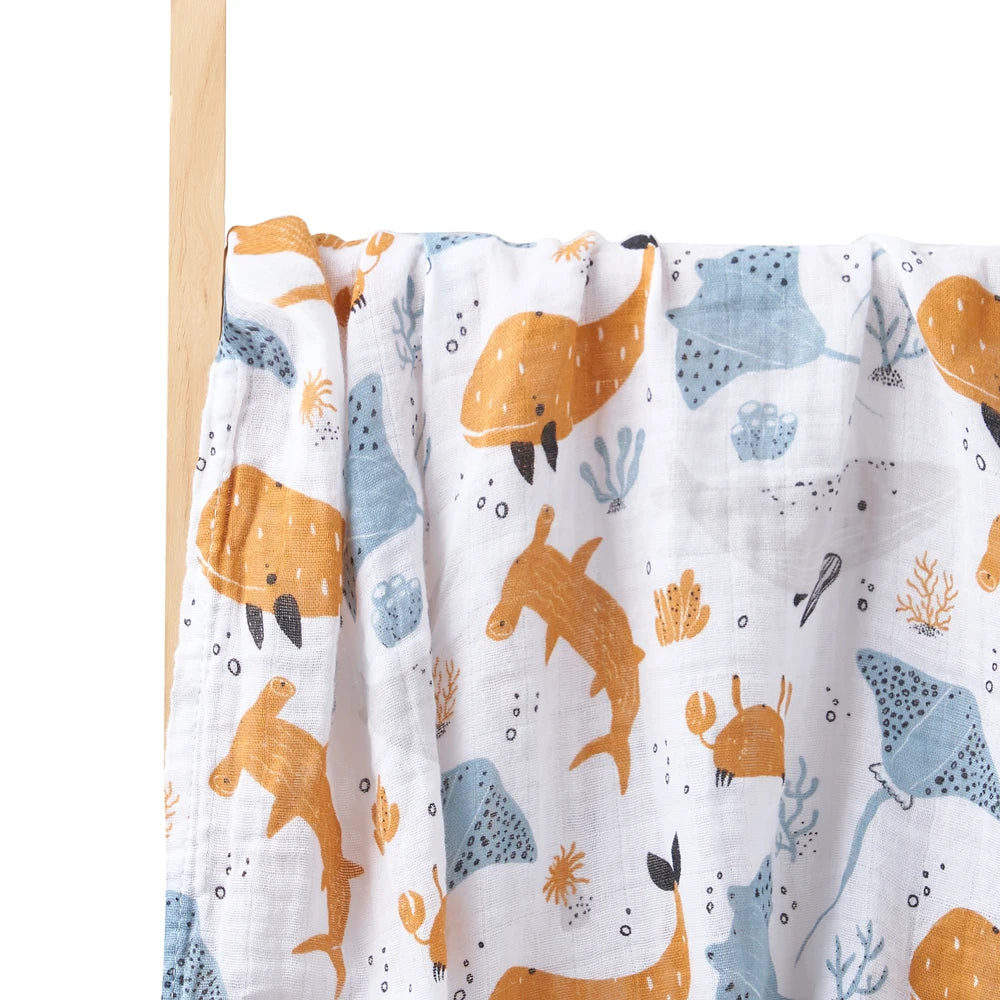 Kangobaby Washable Wrap Skin-friendly 2 Layers Baby Muslin Swaddle Blanket with Screen Printed