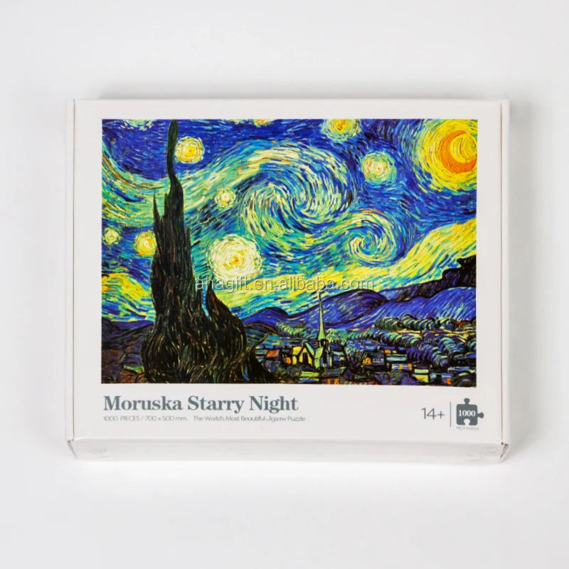 Vincent Van Gogh's Starry Night 3D Puzzle 1000 Pieces Custom Wooden Jigsaw for Adults Kids Wood Crafts Wooden Boxes Wall Signs