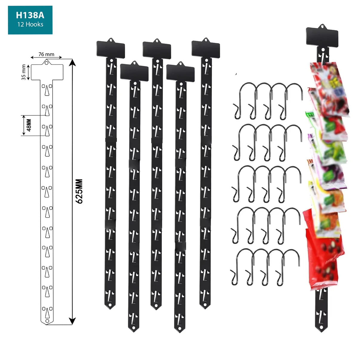 Supermarkets Plastic Clips Strips Display Hanging Hot Selling Grocery Pp Hanging Display Snacks