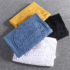 Oem Custom Fashion Men Oversized Cotton Short Sleeve Embossed Logo Crewneck T-shirts Anti-Wrinkle Breathable