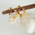 Wholesale 18K Gold Plated Women's Jewelry Trendy Geometric Pattern Stainless Steel Earrings with Pearls Silver Cuffs Hoop