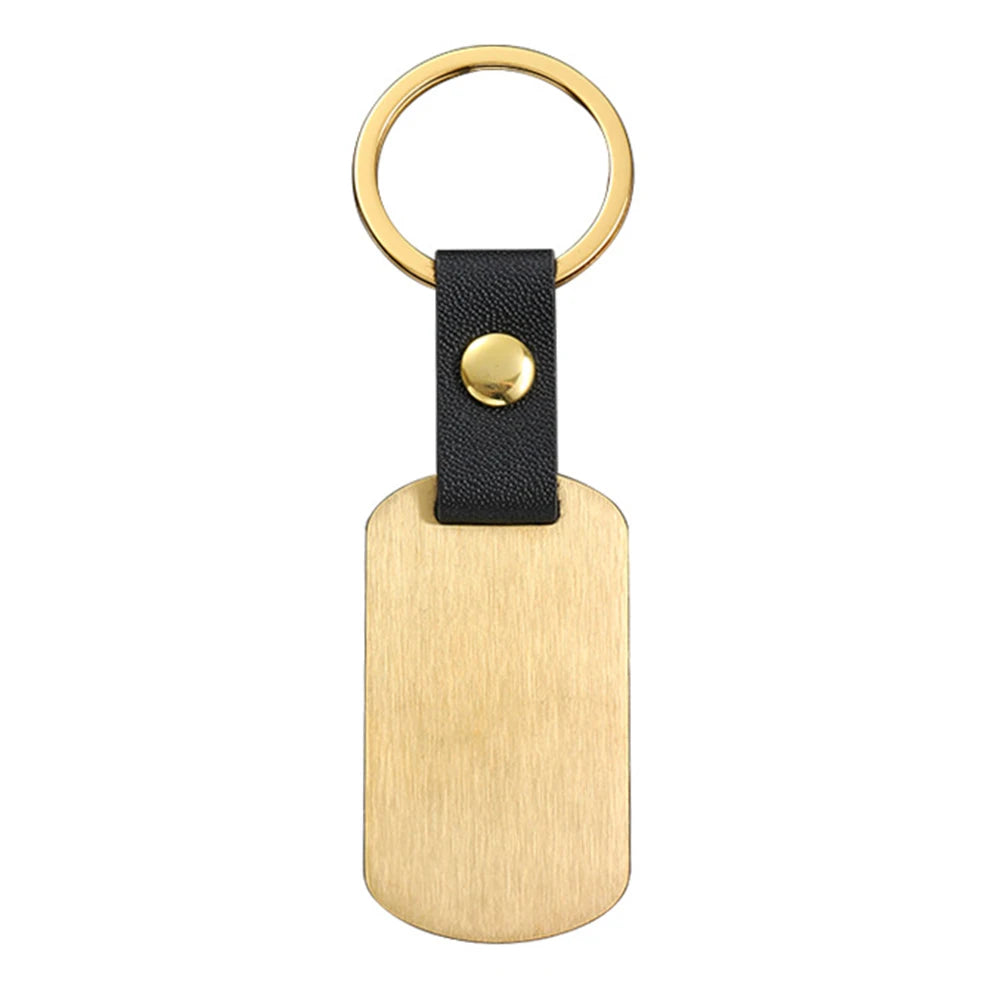 Custom Logo Text Laser Engraved Rectangular Keychain  Stainless Steel Chain Blank Keyring Vintage DIY Key
