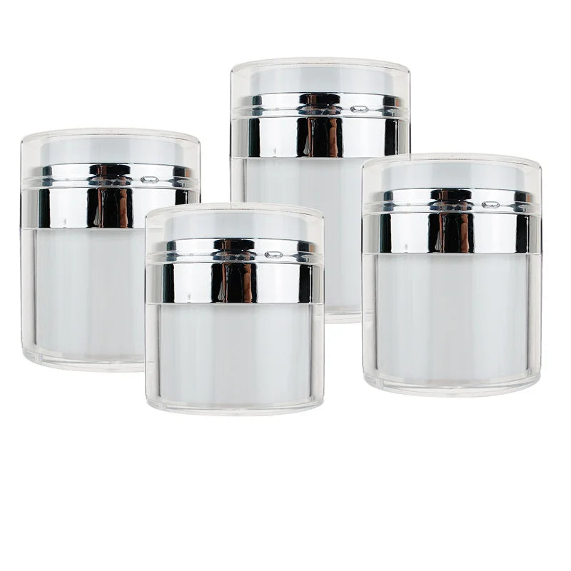 Stock Empty White Acrylic 15ml 30ml 50ml Press Airless Pump Cream Jars Plastic for Cosmetic Packaging-Use for Eye Cream Lotion