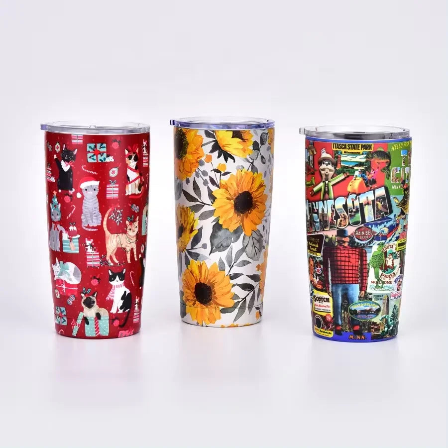BPA Free Stainless Steel Travel Coffee Mugs 20oz Car Thermos Tumbler With Straw and Lid