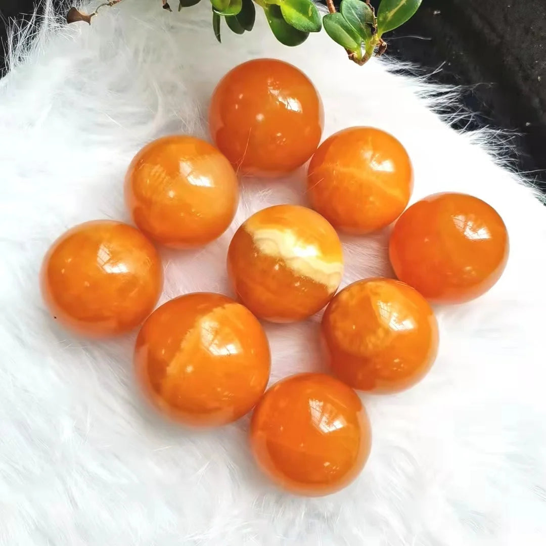 Wholesale Natural Polished Healing Gem Stones Ball Yellow Calcite Stone Sphere for Gift Decoration Feng Shui