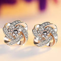 CAOSHI Korean Style Classic Design Knot Flower Earrings Jewelry for Women  925 Silver Color Diamond CZ Zirconia Stud Earrings