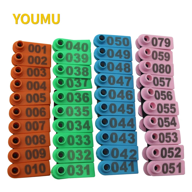 Animal Ear Tag Goat Ear Tags Number 001-100 Multiple Colors Plastic Ear Tags for Sheep