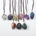 Wholesale Crystal Pendant Natural Quartz Tumbled Stone Necklace Wrapped Crystal Jewelry