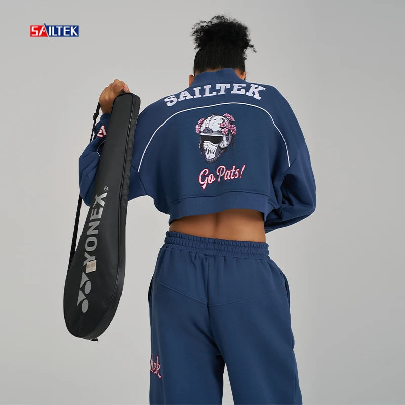 Women's Trendy Clothing Custom Logo Two Piece Cropped Zip up Sweatshirt and Sweatpants Set Wholesale Cropped Jogger Tracksuit