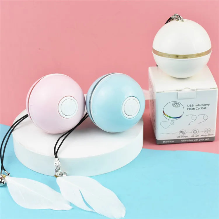 Smart Charging Electric Rolling Ball Toy LED Luminous Colorful Funny Cat Toy Ball USB