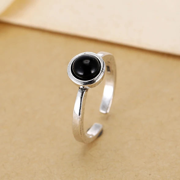 Vintage Style Jewelry Silver Open Adjustable Punk Shape Round Rings for Women