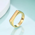 Custom Gold Plated Rectangle Bar Signet Ring Stainless Steel Gild Color Small Rectangular Signet Band Simple Ring