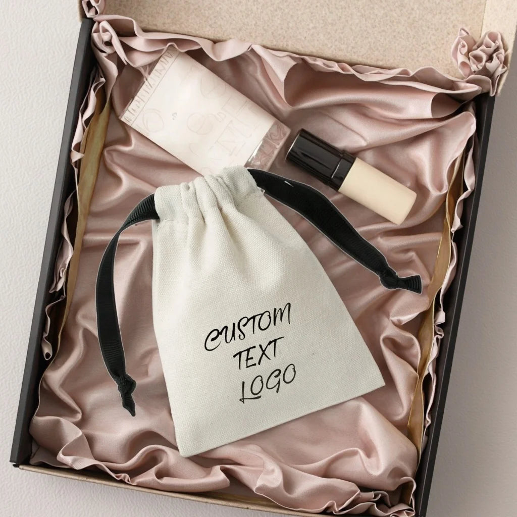 Custom Jewelry Bag Cotton Canvas Pouch Small Cotton Drawstring Bag  for Small Jewelry Bracelet Beads Spice Gift Bags