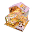 Hongda M2001 Pink Dollhouse Sweet Worlds Wooden Doll House Miniature Diy Dollhouse Kit