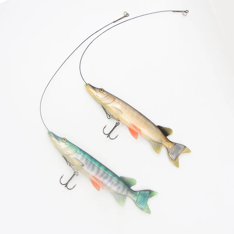 Selco 19Cm 70G Pike Stinger Wire Shad Tail Swimbait Jointed Artificial Lure Black Pike Fishing Flies Pike Hooks