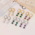 Luxury Elegant Gold Plated Hoop Butterfly Zircon Earrings Stainless Steel Women