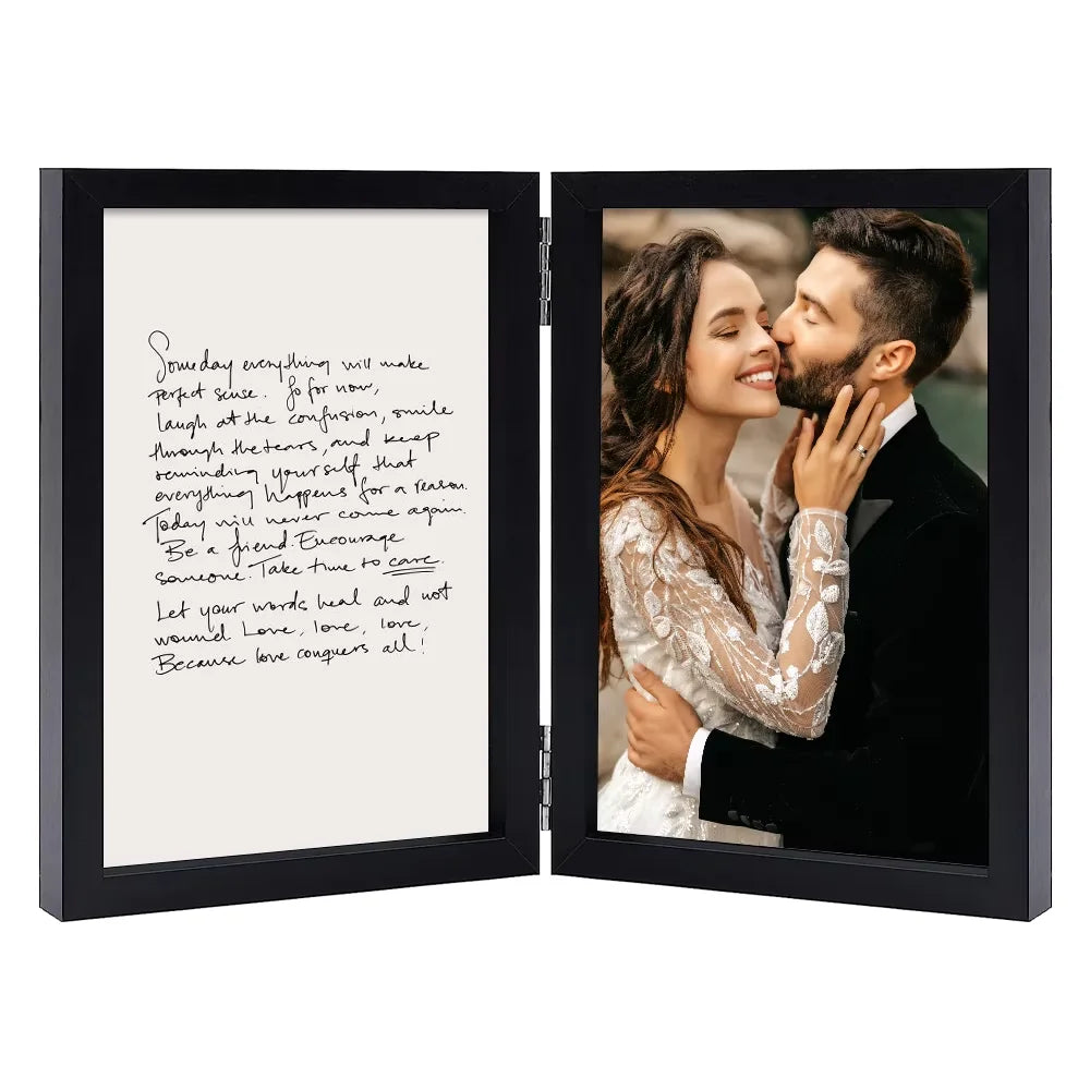 4x6 Double Picture Frame Wooden Hinged Photo Frame on Desktop or Tabletop Graduation Frames