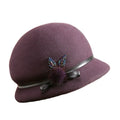 Fashion Chic Woman Purple Winter Hats Lady Luxury Felt Fedora Women Bucket Cloche Hat Stylish Hats with Fur Ball