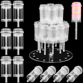30 Clear Cake Pop Shooter Plastic Cake Containers Push up Containers Shooter Cups with Lids Cake Pop Tray Holder for Dessert