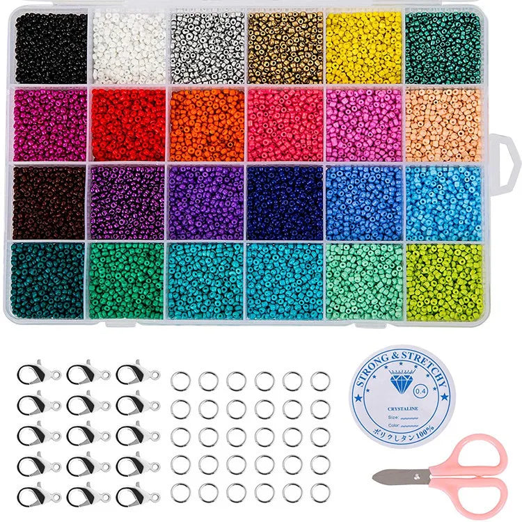 Cheap 2MM 3MM 4MM DIY Jewelry Bracelet Loose Bead Baking Paint Color Crystal Glass Seed Beads  Boxes Set