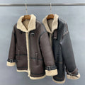 Janefur Warm Fur Coat Korean Lose Thick Shearling Coats Lamb Leather Sheepskin Leather Coat