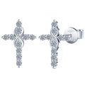 925 Sterling Silver Moissanite Cross Earrings for Women Fine Stud Design