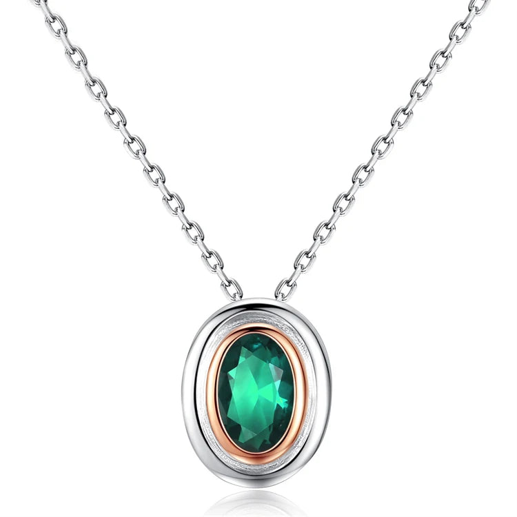 Fine Jewelry 925 Sterling Silver Women Fashion Simple Gemstone Pendant Cat Eye Stone Necklace