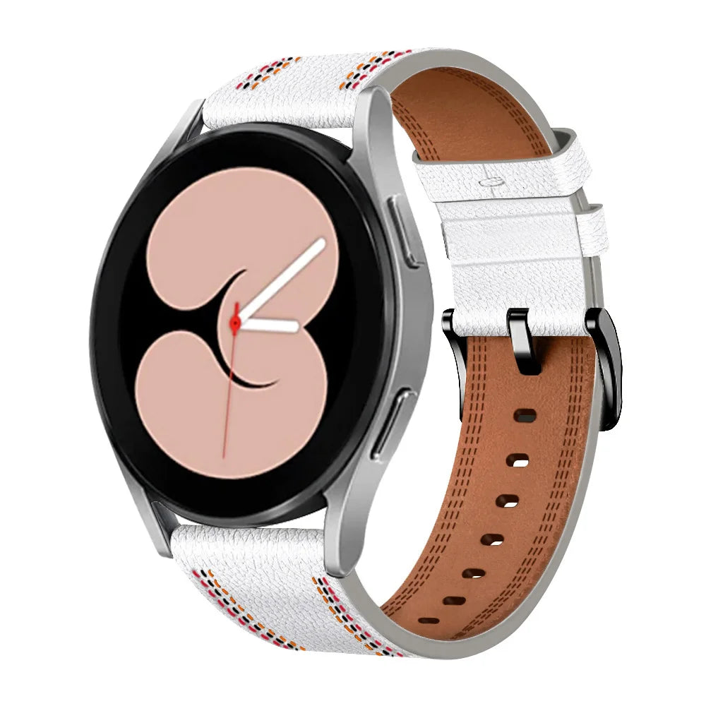For Huawei GT3 Smart Watch Strap Three-Color Stitched Genuine Leather 20mm 22mm Breathable and Durable with Metal Material