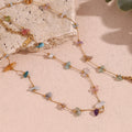 Spring 2025 Fashion Natural Stone Colorful Beaded Choker 18k Gold Plated Stainless Steel Chain Necklace