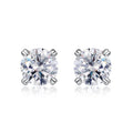 S925 Sterling Silver Round Brilliant Cut Moissanite Stud Earrings Butterfly 4-Prong Classic Minimalist Bridal Wedding Earrings