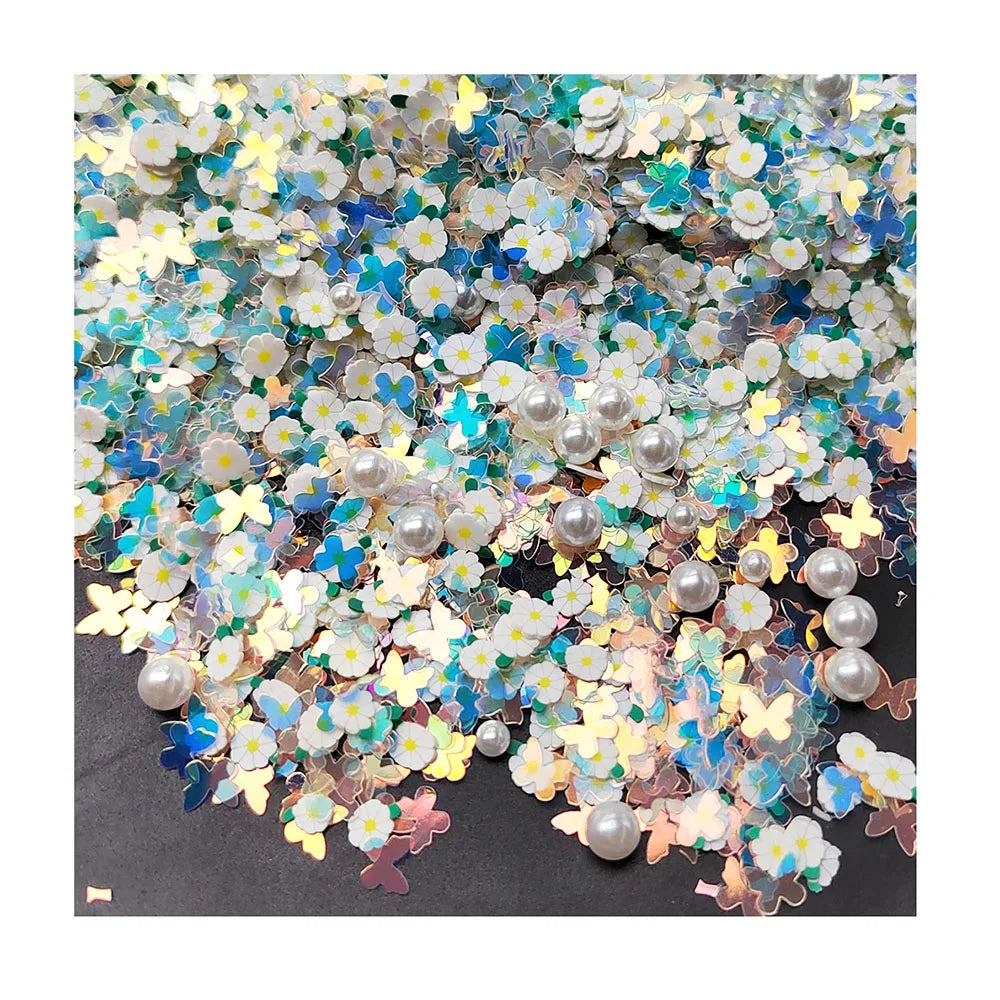 White Polymer Clay Glitter Mix Flower Butterfly Pearl for Crafts DIY Making Nail Art Decoration Plastic Klei Mud Accessories