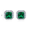 Light Luxury Trendy S925 Silver Lab Grown Emerald Stud Earrings Minimalism Design Geometric Style Women's Engagement Party Gift