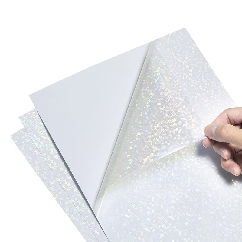 Snowflake Pattern Waterproof Tear Proof Quick Drying Transparent Holographic Vinyl Inkjet Printing UV Coated Supermarket Grocery