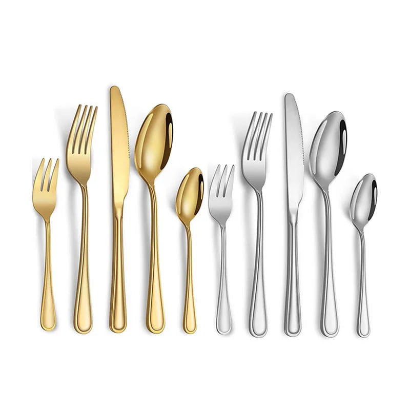 Top Quality Stainless Steel Mirror Polishing Spoon Fork and Knife Golden Cutlery