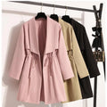 M-4XL  Casual Style Mid-Length Drawstring Trench Coat Women's Fashion Outerwear Fall Season New Design Versatile Women's Jacket