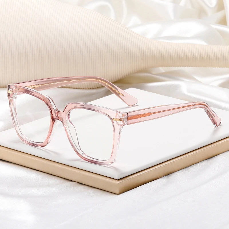 82018  New Fashion Sunglasses Men 2025 Big Frame Acetate Large Temple Rainbow Color Candy Color Anti Blue Light Women Glasses